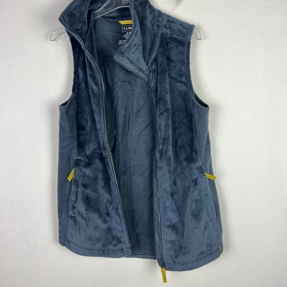 L.L. Bean Luxe Fleece Long Vest Blue Soft Size Medium M Misses EUC D2231 - Picture 7 of 15